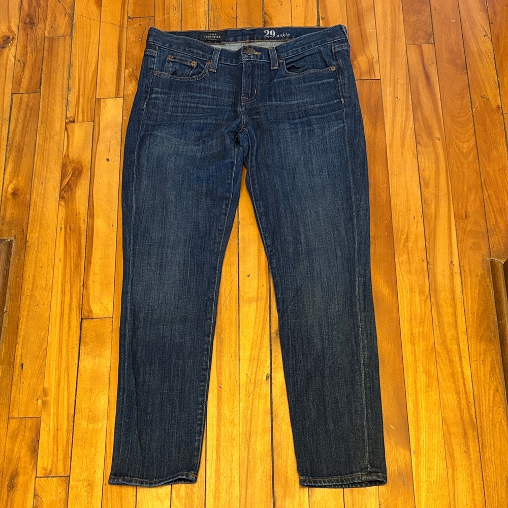 J.CREW TOOTHPICK Dark Blue Wash Jeans in Ankle Length - Waist 29 inches